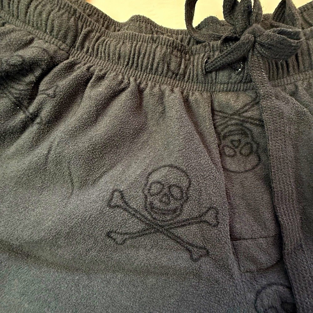 Croft & Barrow Womens Gray Fleece Skull Print Drawstring Pajama Pants 2XB